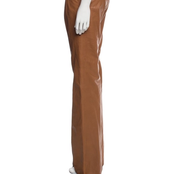Brown Leather Wide-Leg Pants - Picture 2 of 4